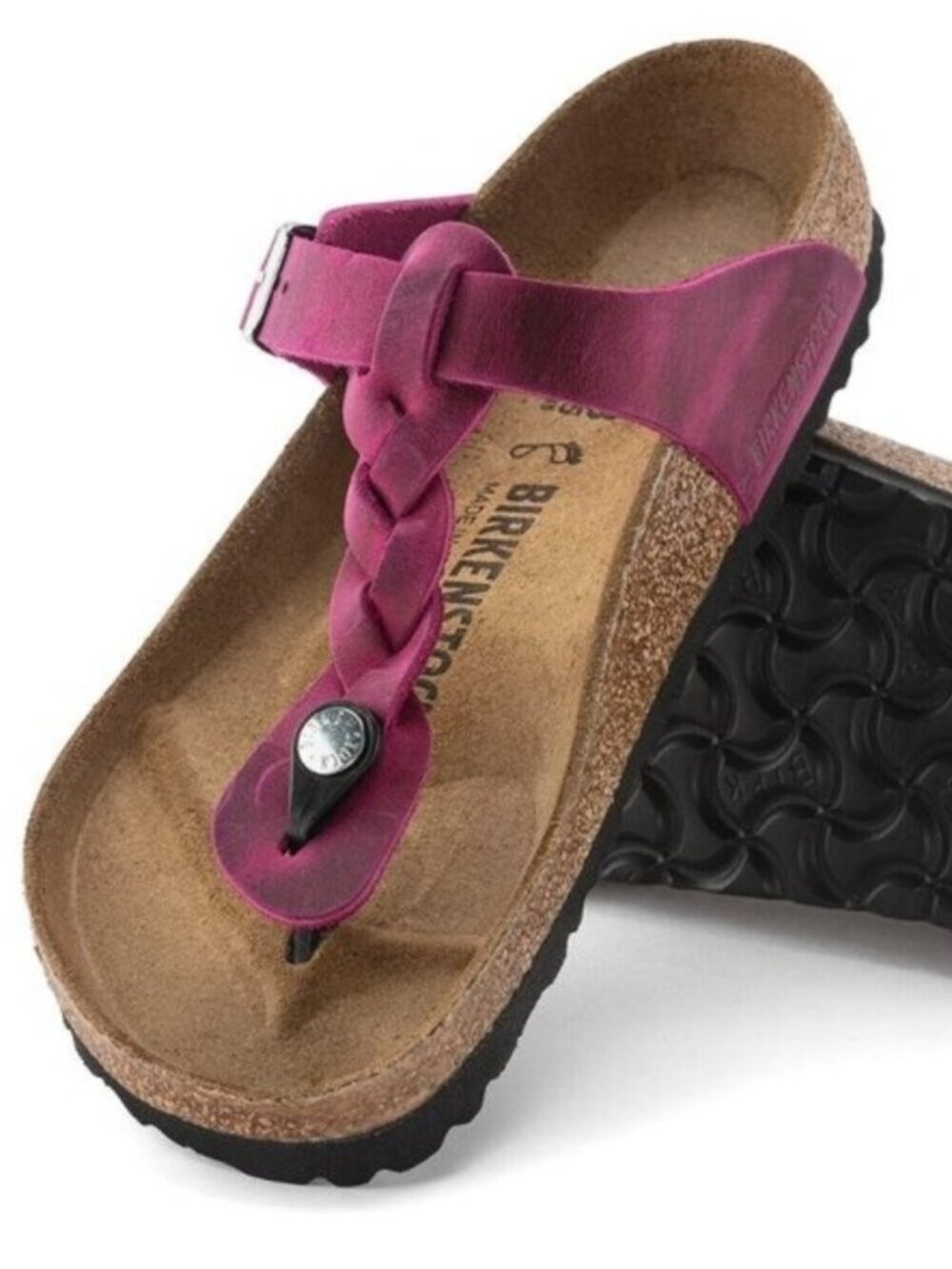 Birkenstock Gizeh Braid festival fuchsia oiled leather size Womens 7 US NWT - Picture 6 of 10